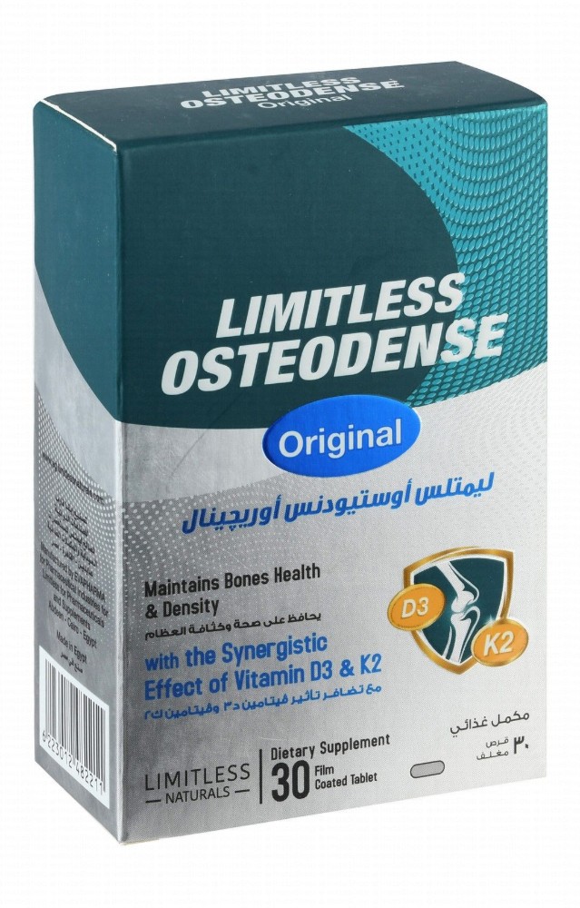 Limitless Naturals Original Osteodense Bone Support Supplement with Vitamin D3 & K2 - GMO free, yeast free