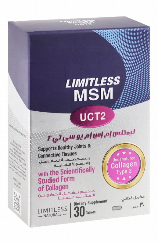 Limitless Naturals UCT2 1000mg MSM Joint & Connective Tissue Health Support Supplement with Undenatured Collagen Type 2 - GMO free, gluten free, soy free