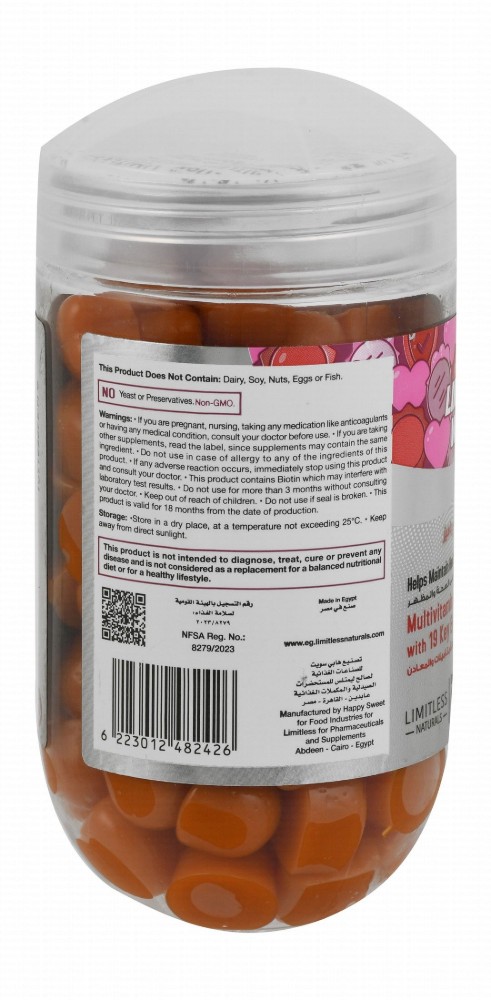 Limitless Naturals Women's Multivitamin & Mineral Health & Appearance Support Gummy Supplement Mango Flavor - vegan, GMO free, preservatives free
