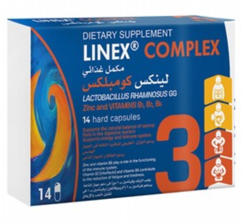 Linex Complex Lactobacillus Rhamnosus Supplement with Zinc, Vitamin B1 & B6 for Energy, Digestive & Immune System Health - gluten free, lactose free, gelatin free