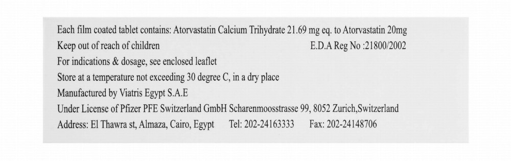 Lipitor 20mg Atorvastatin