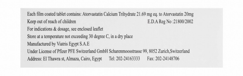 Lipitor 20mg Atorvastatin