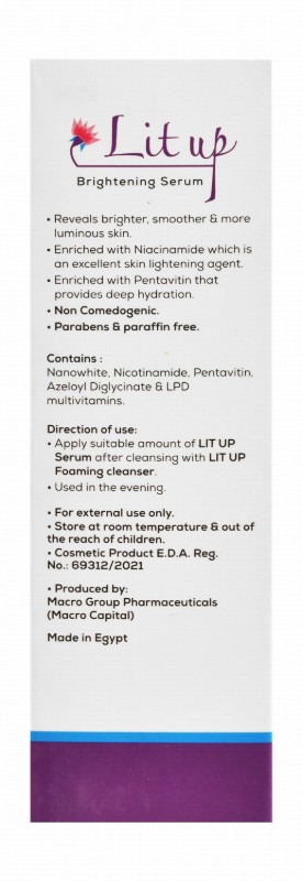 Lit up Brightening, Firming & Hydrating Face Serum - non comedogenic, parabens free, paraffin free