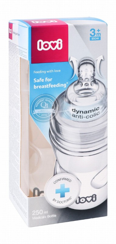 Lovi Anti-Colic Slow 250ml Clear Nursing Bottle (3+ Months)