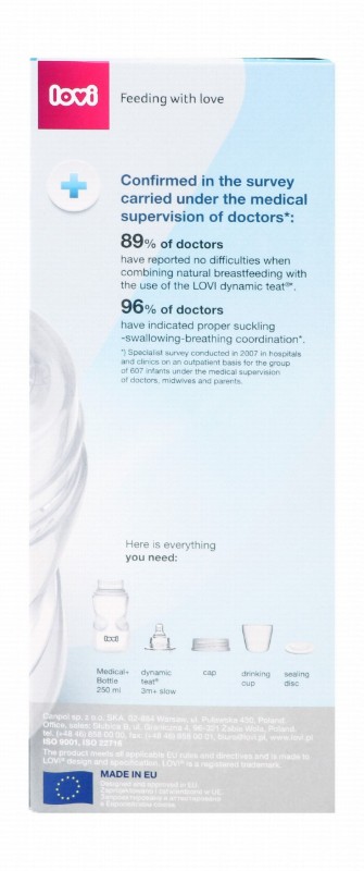 Lovi Anti-Colic Slow 250ml Clear Nursing Bottle (3+ Months)