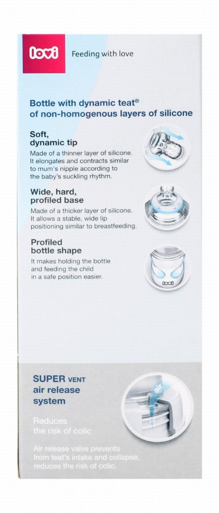 Lovi Anti-Colic Slow 250ml Clear Nursing Bottle (3+ Months)