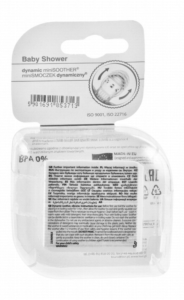 Lovi Baby Shower Glow in the Dark Dynamic Silicone Soothers with Mini Shield (0-2 Months) - BPA free