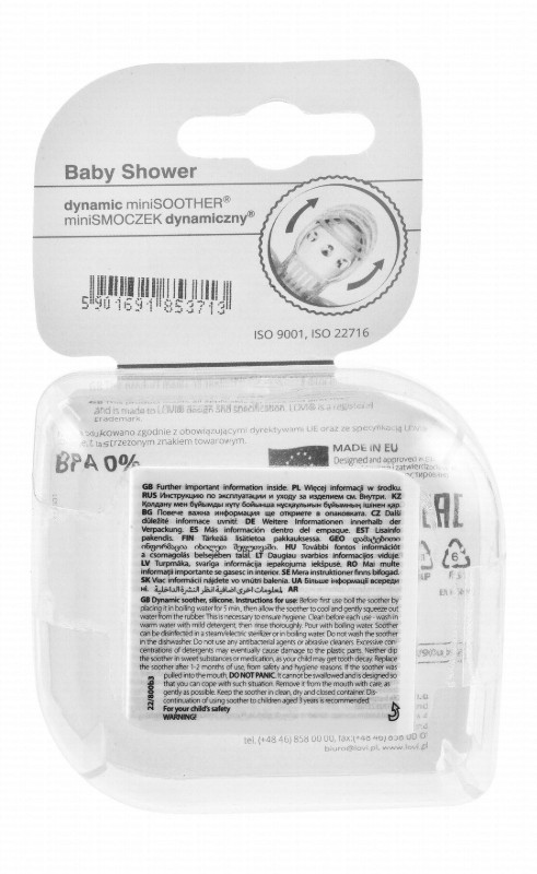 Lovi Baby Shower Glow in the Dark Dynamic Silicone Soothers with Mini Shield (0-2 Months) - BPA free