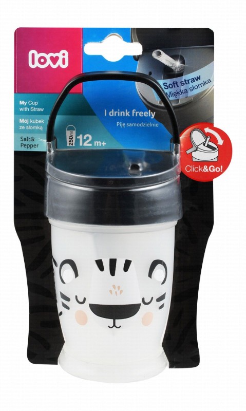 Lovi Clear & Black 250ml Cup with Straw (12+ Months) - BPA free