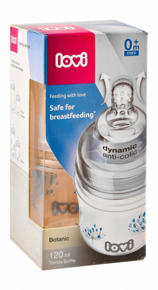 Lovi Dynamic Botanic 120ml Anti-Colic Mini Silicone Feeding Bottle (0+ Months)