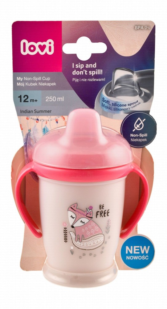 Lovi Indian Summer Non-Spill Pink 250ml Drinking Cup (12+ Months) - BPA free