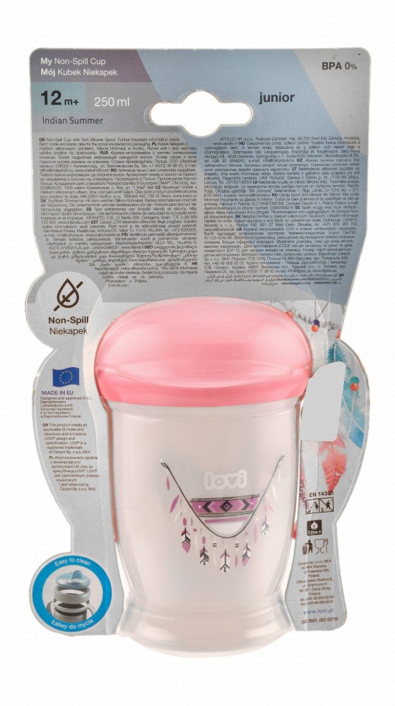 Lovi Indian Summer Non-Spill Pink 250ml Drinking Cup (12+ Months) - BPA free