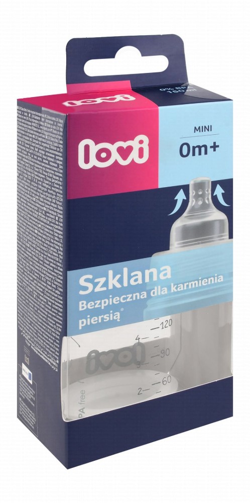 Lovi Mini Clear 150ml Anti-Colic Glass Feeding Bottle (0+ Months) - BPA free