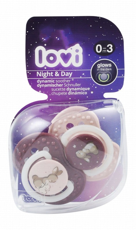 Lovi Night & Day Brown & Gray Glow in the Dark Dynamic Soothers (0-13 Months) - BPA free