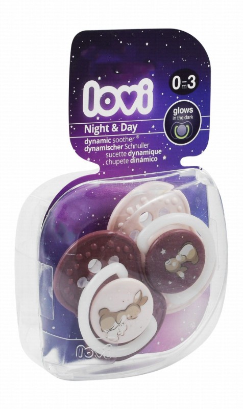 Lovi Night & Day Brown & Gray Glow in the Dark Dynamic Soothers (0-13 Months) - BPA free
