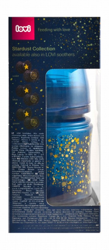 Lovi Stardust Blue & Gold 120ml Anti-Colic Mini Silicone Feeding Bottle (0+ Months)