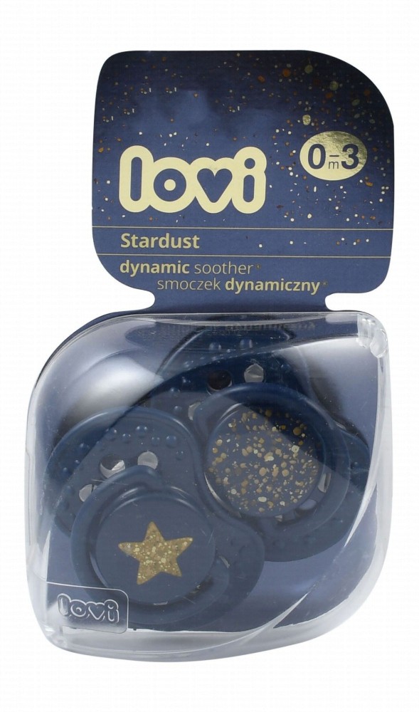 Lovi Stardust Dark Blue & Gold Dynamic Soothers (0-3 Months) - BPA free