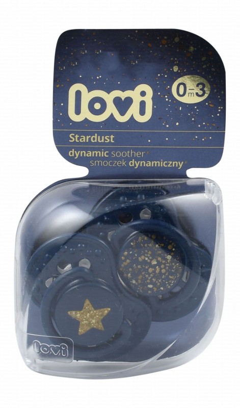 Lovi Stardust Dark Blue & Gold Dynamic Soothers (0-3 Months) - BPA free