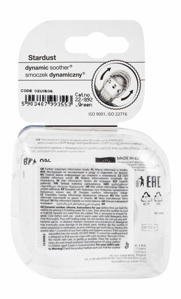 Lovi Stardust Dynamic Green Soothers (0-3 Months) - BPA free