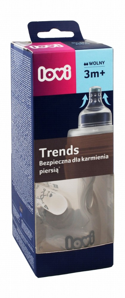 Lovi Trends Clear 250ml Anti-Colic Feeding Bottle (3+ Months) - BPA free