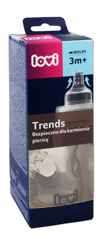 Lovi Trends Clear 250ml Anti-Colic Feeding Bottle (3+ Months) - BPA free