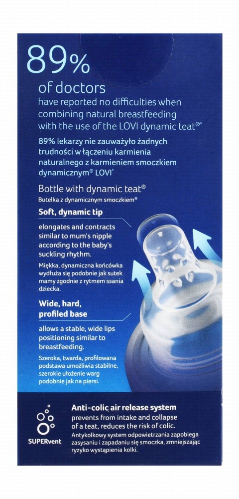 Lovi Trends Mini Blue 120ml Anti-Colic Feeding Bottle (0+ Months) - BPA free