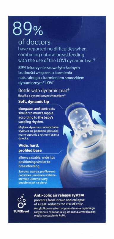 Lovi Trends Mini Blue 120ml Anti-Colic Feeding Bottle (0+ Months) - BPA free