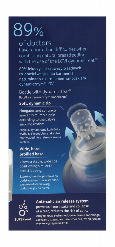 Lovi Trends Mini Clear & Turquoise Printed 120ml Anti-Colic Feeding Bottle (0+ Months) - BPA free
