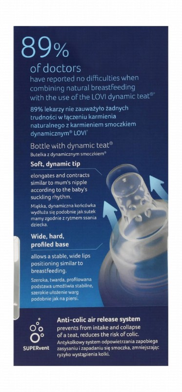Lovi Trends Mini Clear & Turquoise Printed 120ml Anti-Colic Feeding Bottle (0+ Months) - BPA free