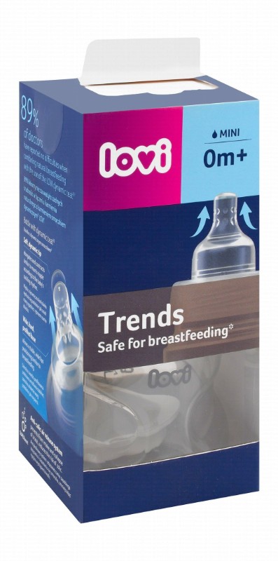 Lovi Trends Mini Clear 120ml Anti-Colic Feeding Bottle (0+ Months) - BPA free