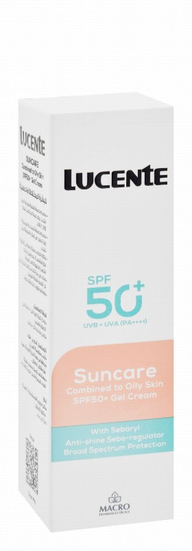 Lucente Suncare Hypoallergenic Broad Spectrum Protection Anti-Shine Sunscreen Gel Cream with Sebaryl for Combination to Oily Skin SPF50+ PA++++ - parabens free