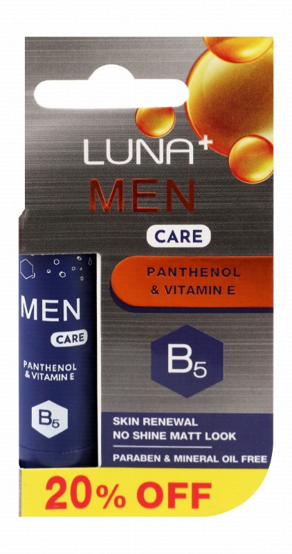 Luna Plus Men Care Renewing Lip Balm with Panthenol, Vitamins E & B5 (20% Off) - parabens free, mineral oil free