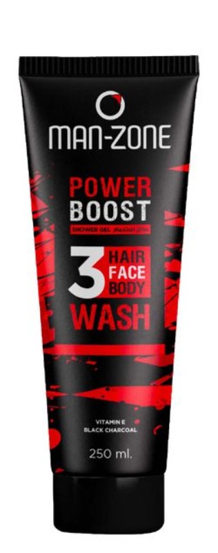 Man Zone Power Boost Hair, Face & Body Wash with Vitamin E & Black Charcoal