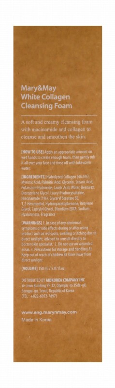 Mary & May Brightening Foaming Creamy Facial Cleanser with White Collagen & Niacinamide