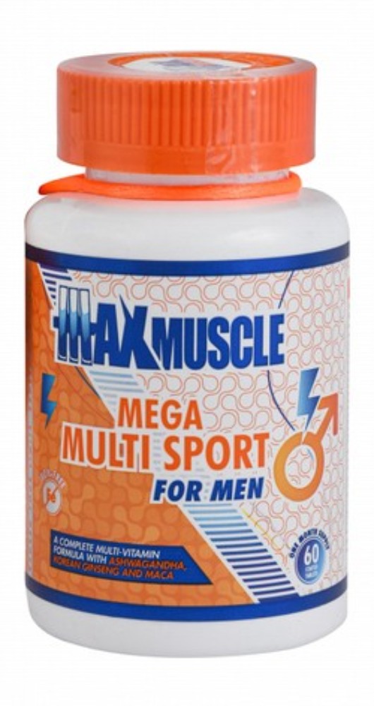 Max Muscle Mega Multi Sport Supplement with Ashwagandha, Korean Ginseng & Maca for Men - iron free