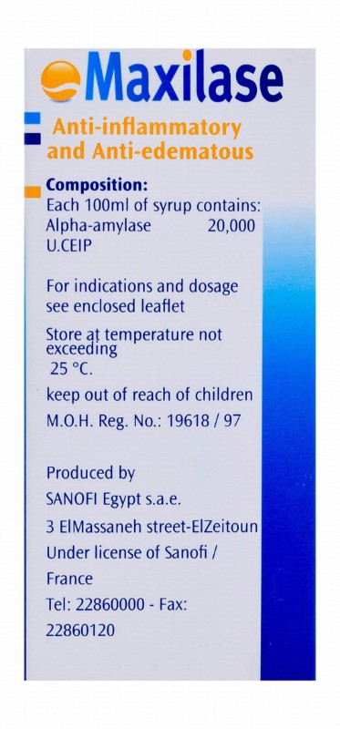 Maxilase 200 U.CEIP/ml Alpha-Amylase Syrup Mandarine Flavor for Adults & Children