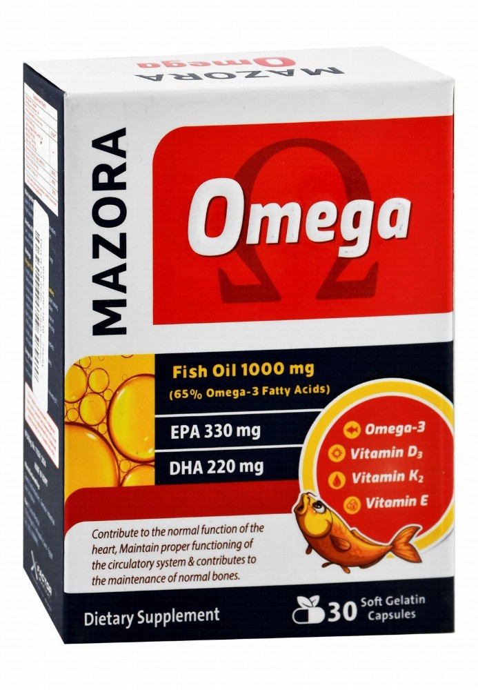 Mazora Omega 1000mg Fish Oil Brain, Heart Circulatory System Support Function with EPA & DHA