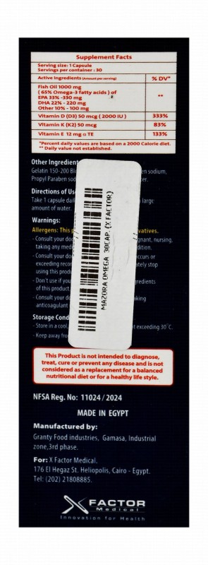 Mazora Omega 1000mg Fish Oil Brain, Heart Circulatory System Support Function with EPA & DHA