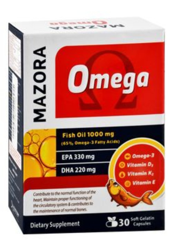 Mazora Omega 1000mg Fish Oil Brain, Heart Circulatory System Support Function with EPA & DHA