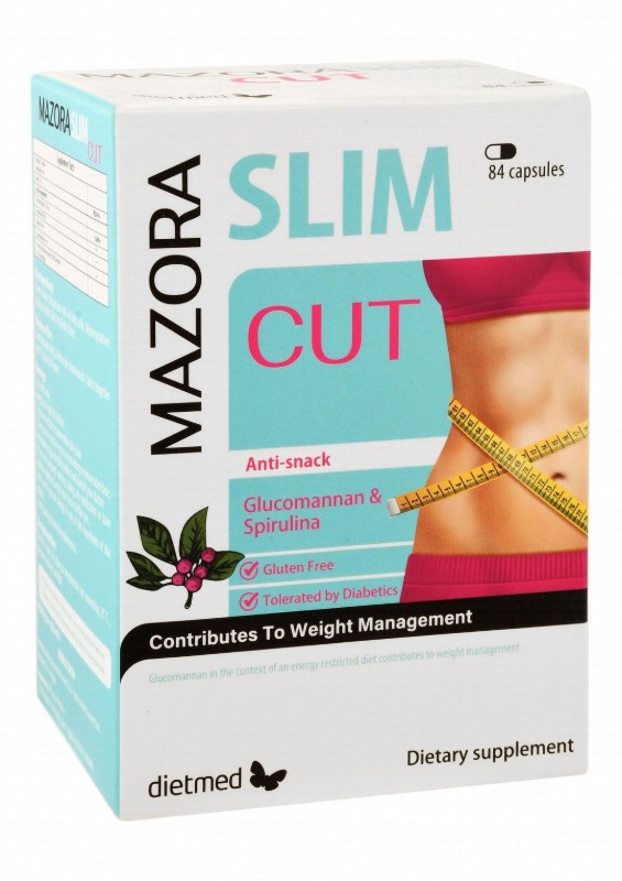 Mazora Slim Cut 500mg Glucomannan Weight Management Supplement with Spirulina - gluten free
