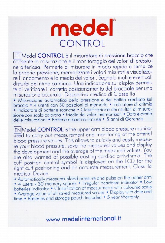 Medel Control Automatic Blood Pressure Monitor