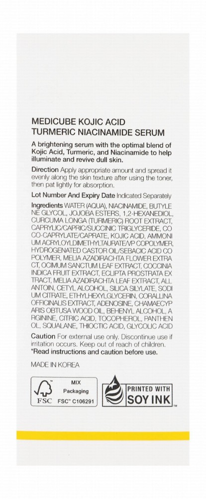 Medicube 1% Turmeric & 5% Niacinamide Face Serum
