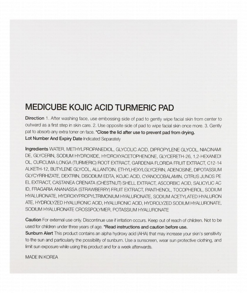 Medicube 3% Glycolic Acid Face Pads with Kojic Acid Turmeric