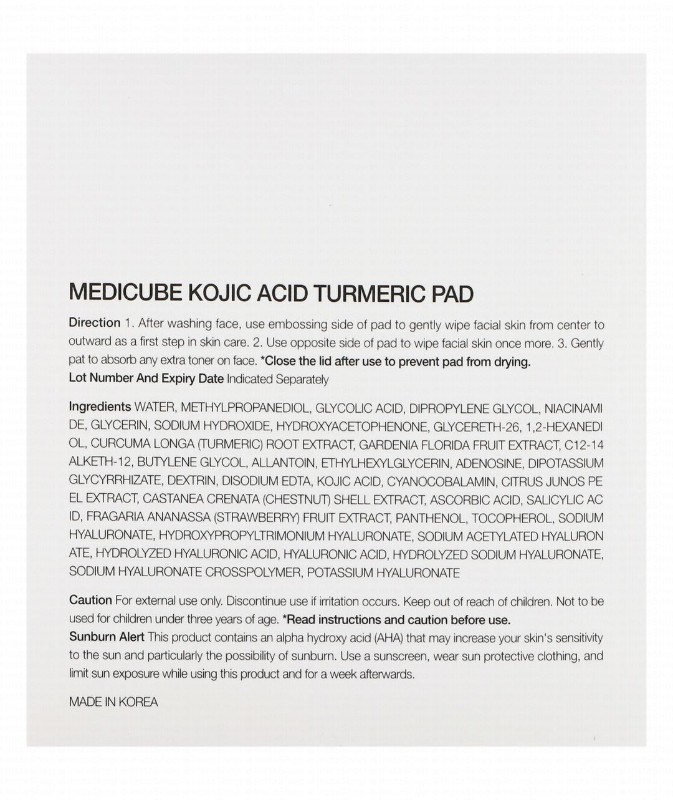 Medicube 3% Glycolic Acid Face Pads with Kojic Acid Turmeric
