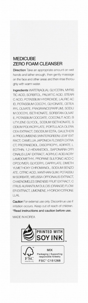 medicube Zero Facial Foaming Cleanser with Melissa Officinalis & Camellia Japonica Flower Extracts