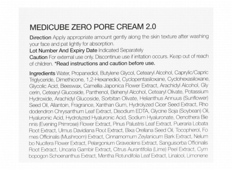 medicube Zero Pore 2.0 Facial Cream with Panthenol, Allantoin & Hyaluronic Acid