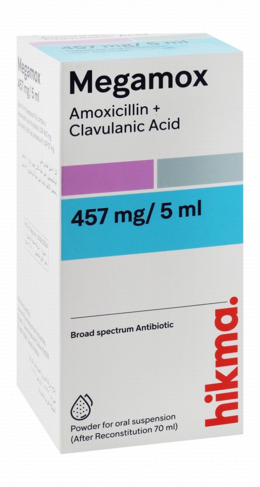 Megamox 457mg Amoxicillin & 5ml Clavulanic Acid Antibiotic Oral Suspension Powder