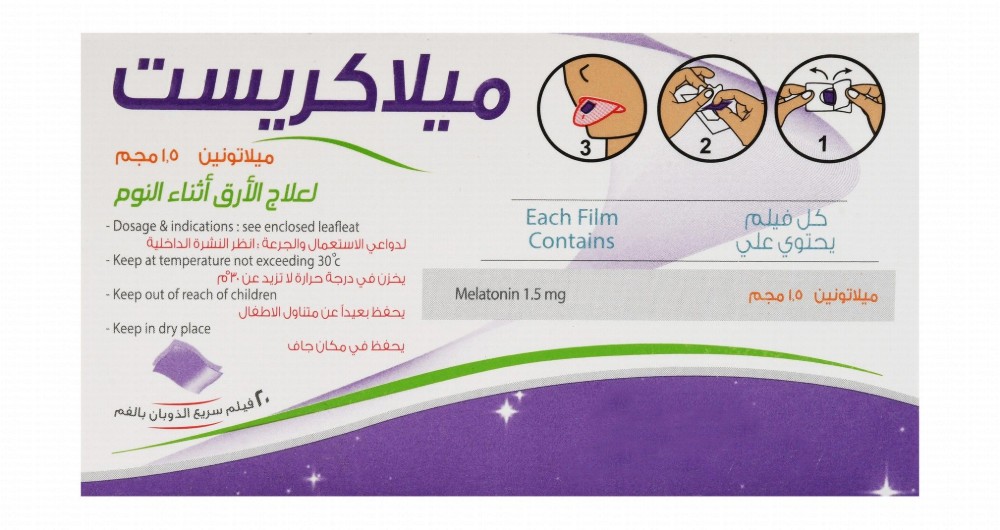 Melacryst 1.5mg Melatonin Orodispersible Films for Treating Insomnia