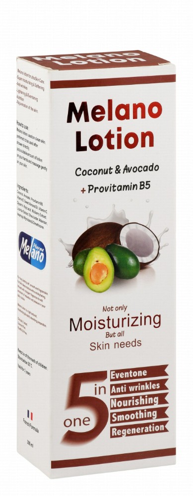 Melano 5in1 Moisturizing, Smoothing Face & Body Lotion with Coconut & Avocado for All Skin Types - paraffin oil free, colorants free