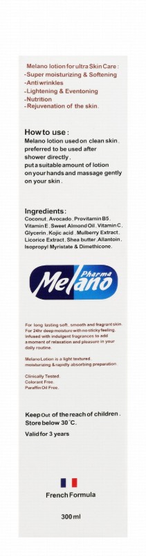 Melano 5in1 Moisturizing, Smoothing Face & Body Lotion with Coconut & Avocado for All Skin Types - paraffin oil free, colorants free